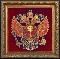 Панно из янтаря «Герб Управления Делами АП РФ» 49×49 см