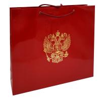 Пакет подарочный «Герб РФ» глянцевый 42×36
