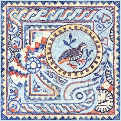 Платок «Грёзы о Византии» с ручной подшивкой