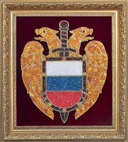 Панно из янтаря «Эмблема ФСО РФ» 46×51 см