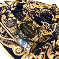 Платок «Златоустовская гравюра» с ручной подшивкой