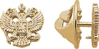 Значок на лацкан «Герб РФ» серебро с позолотой