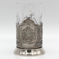 Подстаканник «Орден Победы» никелированный с чернением со стаканом