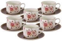 Чайный набор «Английская роза», 6 чашек 0,2 л, 6 блюдец