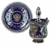 Чайная пара «Гранат» с гербом РФ с чайной ложкой