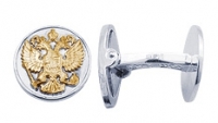 Запонки «Герб РФ» серебро с позолотой