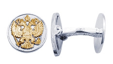 Запонки «Герб РФ» серебро с позолотой