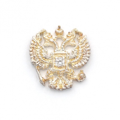 Значок на лацкан «Герб России» серебро малый