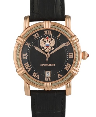 Часы мужские «Президент» Герб РФ механические с автоподзаводом розовое золото