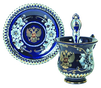 Чайная пара «Гранат» с чайной ложкой и гербом РФ