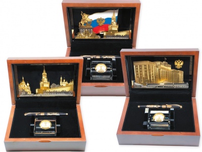 Набор подарочный «Кремль»: коллаж, часы, ручка