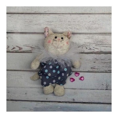 Интерьерная кукла «Котик неженка» ручной работы