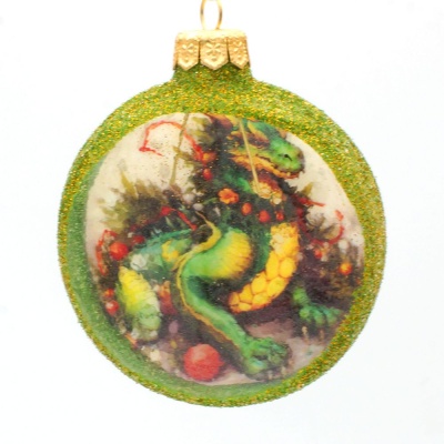 Ёлочное украшение «Зелёный Дракон» медальон