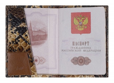 Обложка для паспорта бежево-чёрная с кристаллами Swarovski