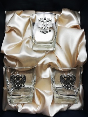 Набор стаканов для виски «Герб РФ» серебро